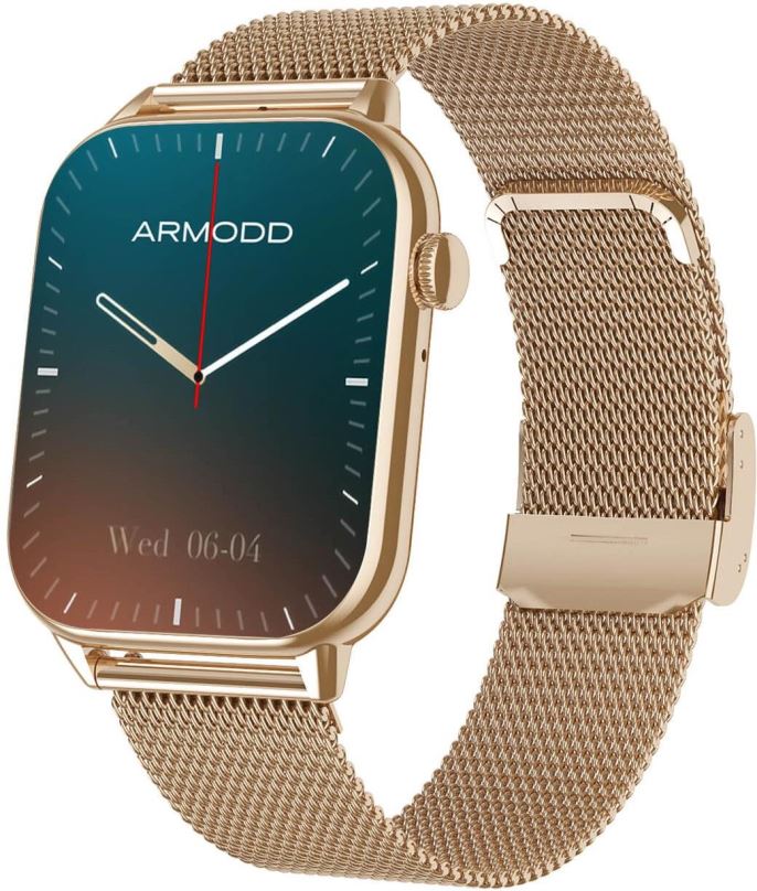 Chytré hodinky ARMODD Prime rose gold, kovový + silikonový řemínek