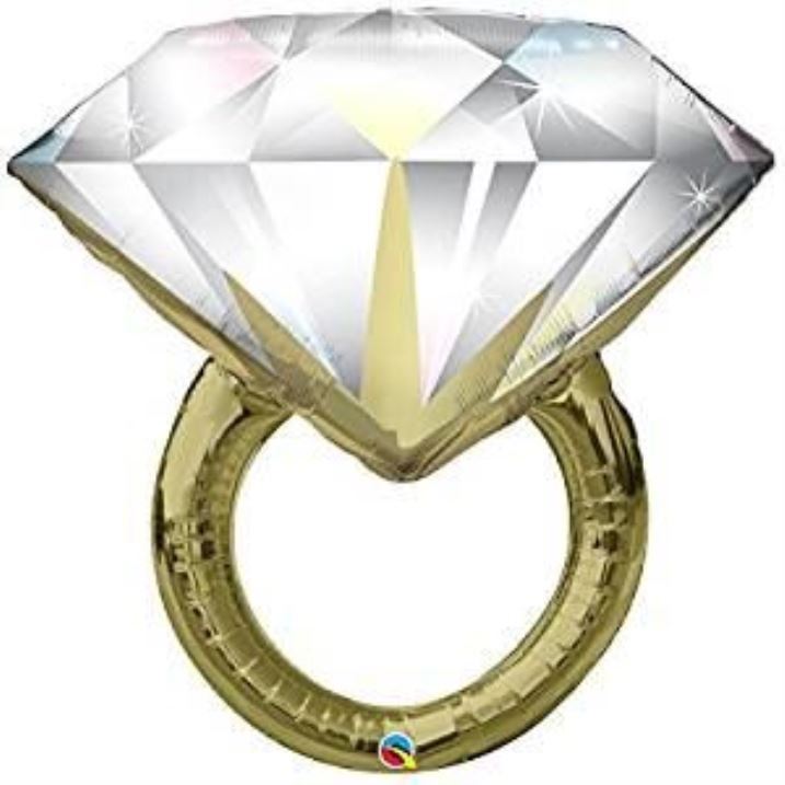 Balonky Balónek foliový svatební prsten 94 cm - Velký diamant - rozlučka se svobodou