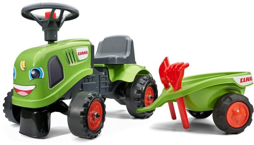 Odrážedlo Odstrkovadlo traktor Claas zelené s volantem a valníkem