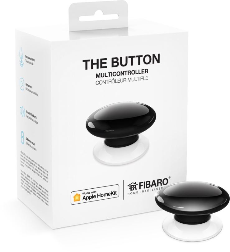 Chytré bezdrátové tlačítko FIBARO The Button černý Apple HomeKit
