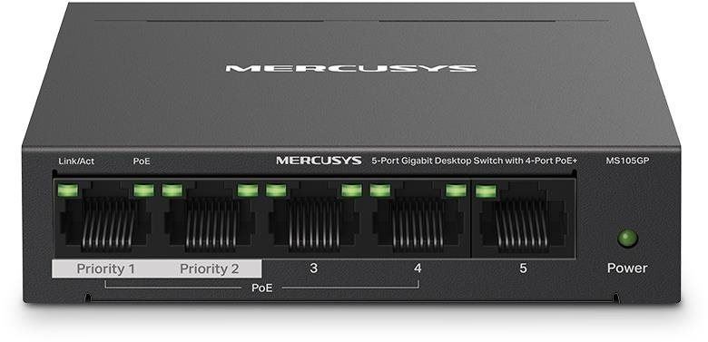 Switch Mercusys MS105GP, 5-Port Gigabit switch, 4-Port PoE+