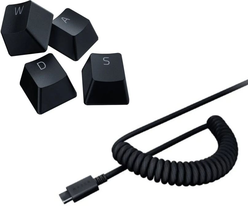 Herní set Razer PBT Keycap + Coiled Cable Upgrade Set - Classic Black - US/UK