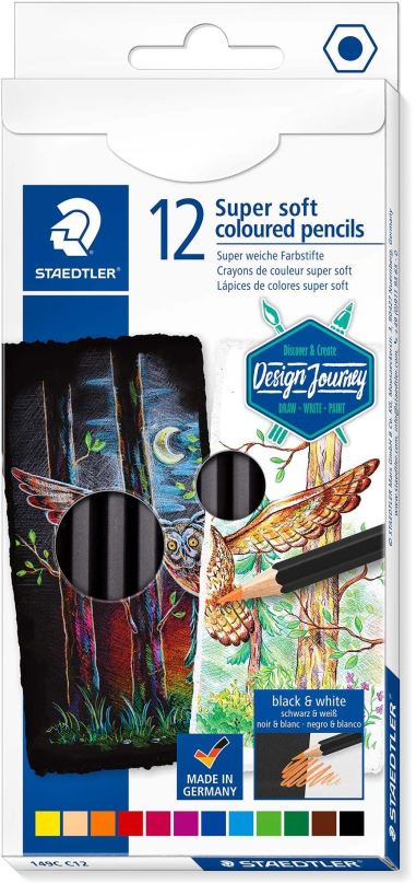 Pastelky STAEDTLER Design Journey Super Soft šestihranné, 12 barev