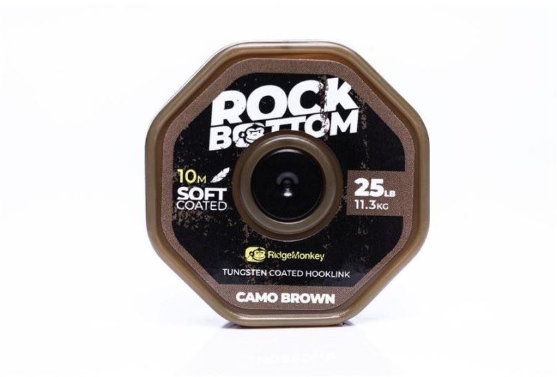 RidgeMonkey Šňůrka Connexion Rock Bottom Tungsten Coated Soft Hooklink 10m 25lb Camo Brown