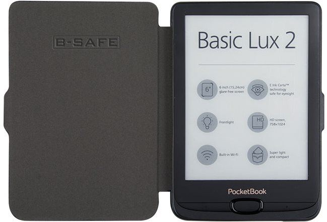 Pouzdro na čtečku knih B-SAFE Lock 1243, pouzdro pro PocketBook 617, 618,  627, 628, 632, 633, hnědé