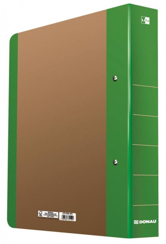 Šanon DONAU Life dvoukroužkový, A4, 5 cm, neonově zelený