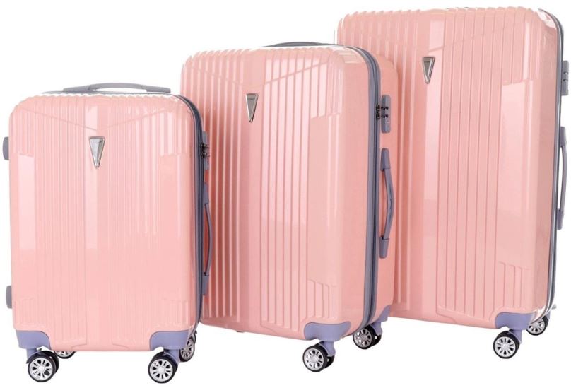 Sada kufrů Sada 3 kufrů T-class TPL-5001, M, L, XL, TSA zámek, rozšiřitelné, (růžová)