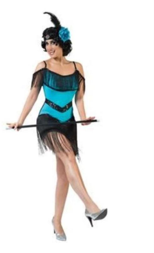 Kostým Funny Fashion Dámský kostým – šaty Charlestone, modré, vel. 40–42
