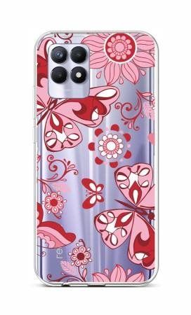 Kryt na mobil TopQ Kryt Realme 8i silikon Pink Butterfly 69878