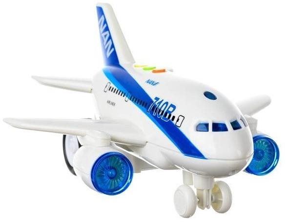 Interaktivní hračka ISO 11609 Letadlo dopravní 20 cm na setrvačník na baterie se světlem a zvukem