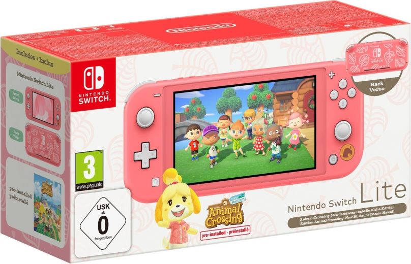 Herní konzole Nintendo Switch Lite - Coral + Animal Crossing New Horizons