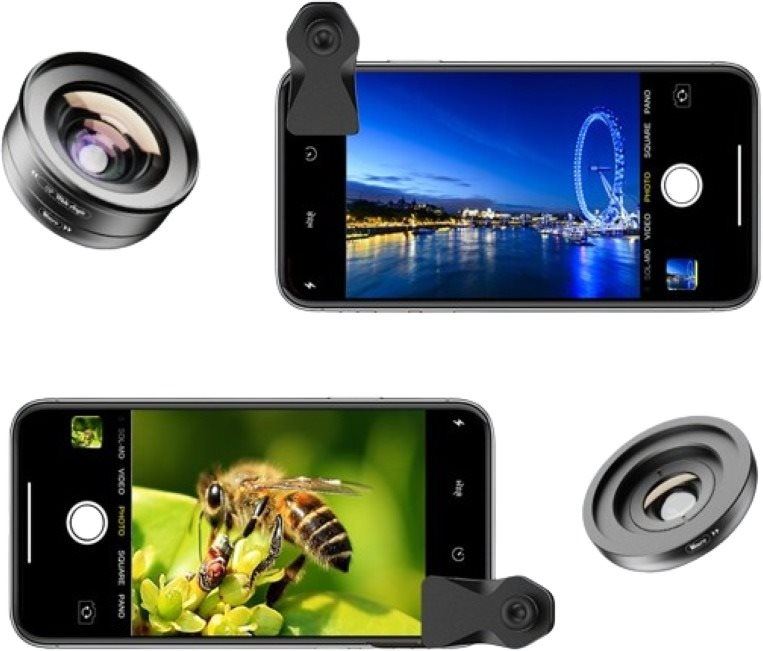 Objektiv pro mobilní telefon Apexel HD Clear 2-in-1 Kit--120° Wide Angle / 15X Macro