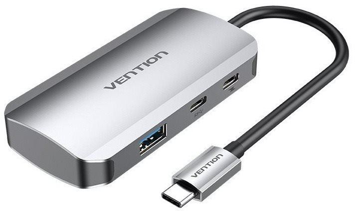 USB Hub Vention 5-Port USB 3 Gen 1 / 3x USB3.0 / PD Hub 0.15M Gray Aluminum Alloy Type
