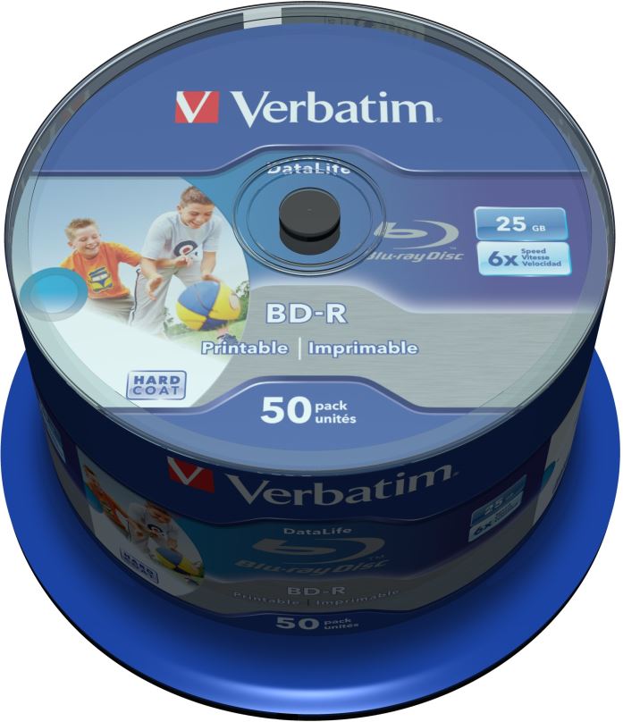 Média VERBATIM BD-R SL DataLife 25GB, 6x, printable, spindle 50 ks