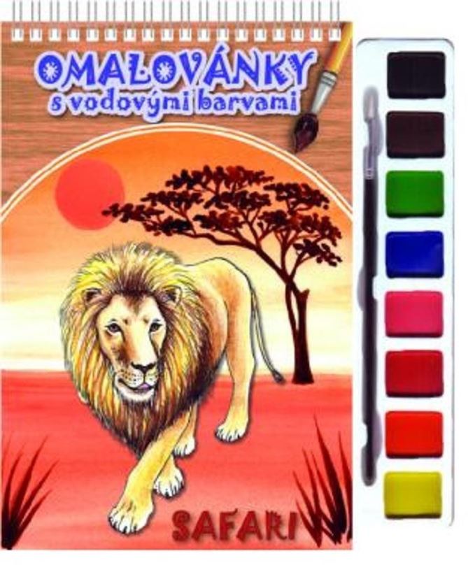 Malování vodou Omalovánky s vodovými barvami a štětcem Safari
