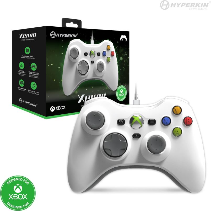 Herní ovladač Hyperkin Xenon Wired Controller for Xbox Series|One/Windows 11|10 (White) Officially Licensed by Xbo