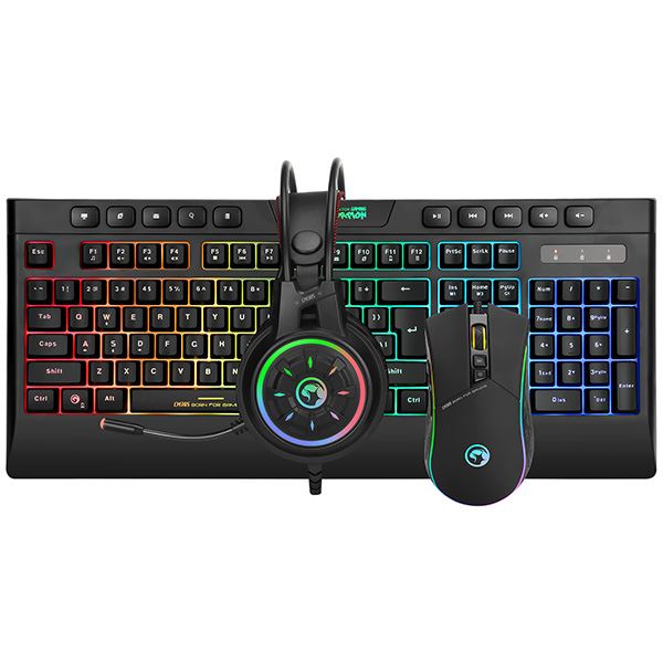 Herní set Marvo CM305 CZ/SK, RGB sada klávesnice s herní myší a sluchátky, membránová drátová (USB), černá, RGB podsvícená