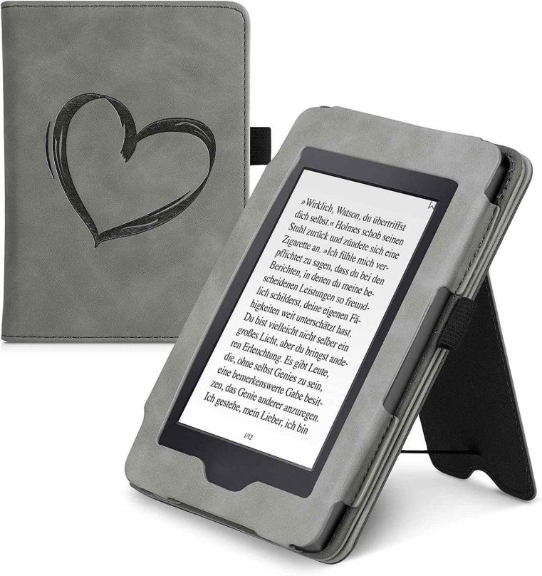 Pouzdro na čtečku knih KW Mobile - Brushed Heart - KW5567501 - Pouzdro pro Amazon Kindle Paperwhite 1/2/3 - šedé