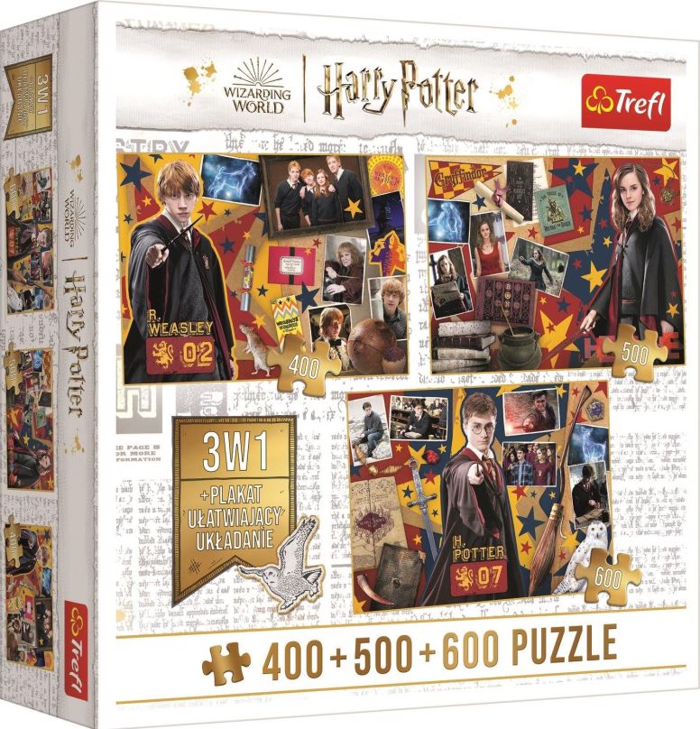 Puzzle Trefl Puzzle Harry Potter Ron, Hermiona a Harry 400 + 500 + 600 dílků