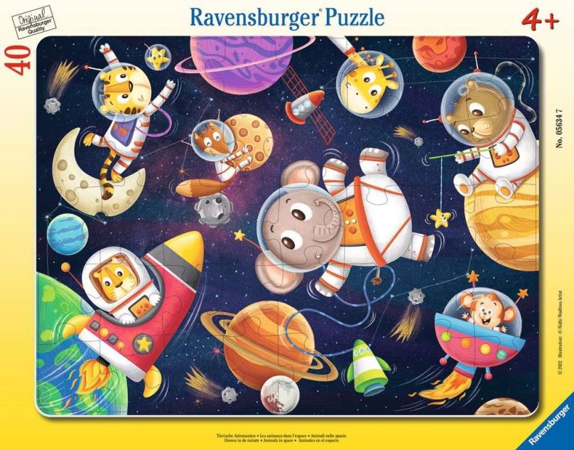 RAVENSBURGER Puzzle Zvířátka ve vesmíru 40 dílků