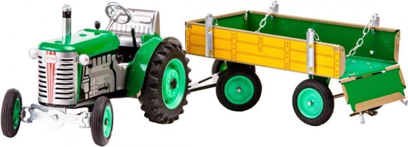 Kovový model Kovap Traktor s valníkem na klíček zelený