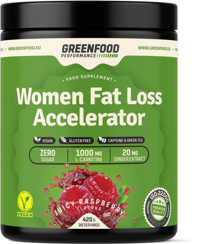 Spalovač tuků GreenFood Nutrition Performance Women Fat Loss Accelerator Juicy raspberry 420g