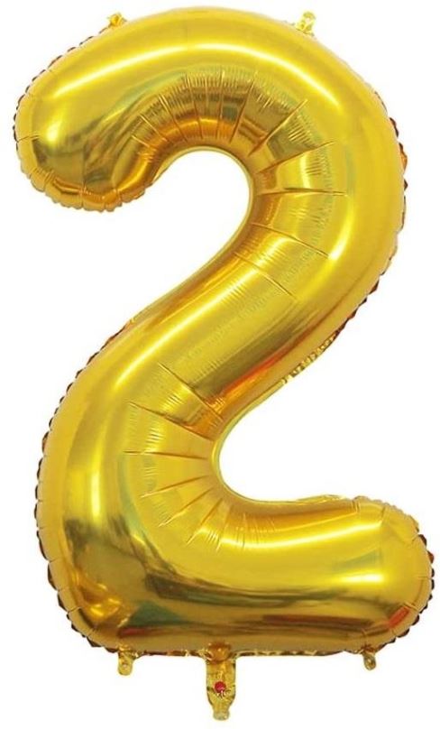 Balonky Atomia fóliový balón narozeninové číslo 2, zlatý 46 cm