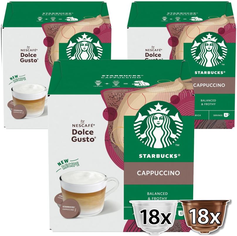 Kávové kapsle Starbucks by Nescafé Dolce Gusto Cappuccino, 3 balení