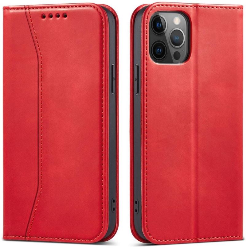 Pouzdro na mobil Magnet Fancy knížkové kožené pouzdro na iPhone 12 Pro Max, červené