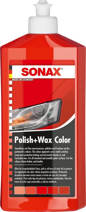 Leštěnka na auto SONAX Polish & Wax COLOR červená, 500ml