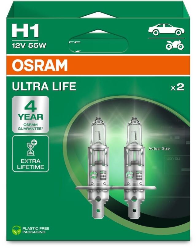 Autožárovka OSRAM Ultra Life H1 55W P14.5s 2ks