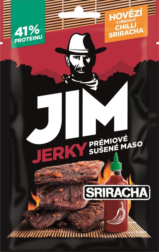 Sušené maso Jim Jerky hovězí s příchutí Chilli Sriracha 23 g