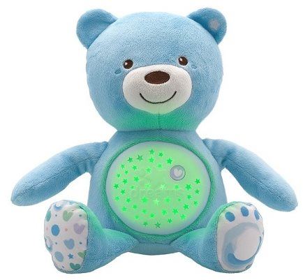Noční světlo Chicco Hračka medvídek s projektorem - modrá