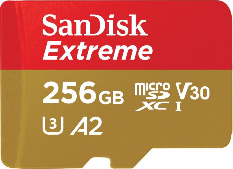 SanDisk Extreme microSDXC 256 GB + SD Adapter 190 MB/s and 130 MB/s Read/Write A2 C10 V30 UHS-I U3