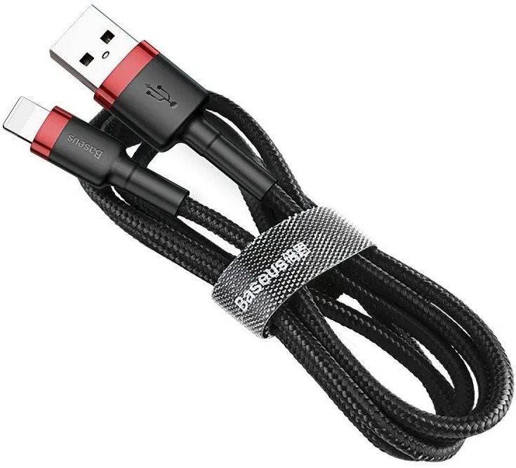 Datový kabel Baseus Cafule nabíjecí / datový kabel USB na Lightning 2,4A 1m, červená-černá