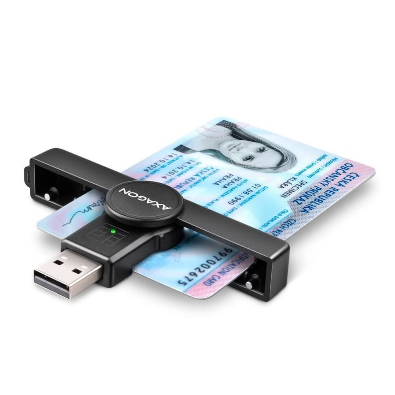 Čtečka eObčanek AXAGON CRE-SMP1A Smart card / ID card PocketReader, USB-A