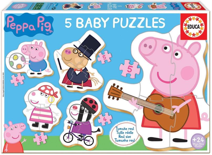 Puzzle Educa Baby puzzle Prasátko Peppa 2, 5v1 (3-5 dílků)