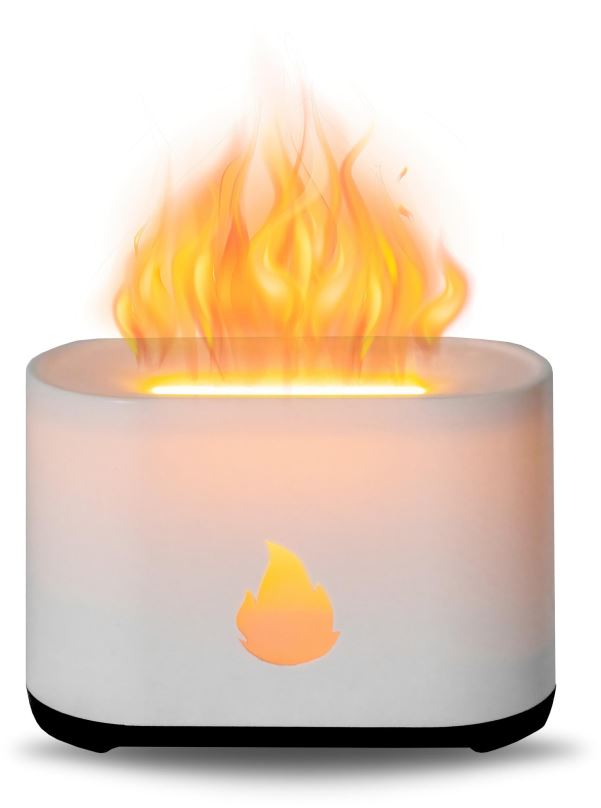 Aroma difuzér Aga s LED projekcí ohně, bílý