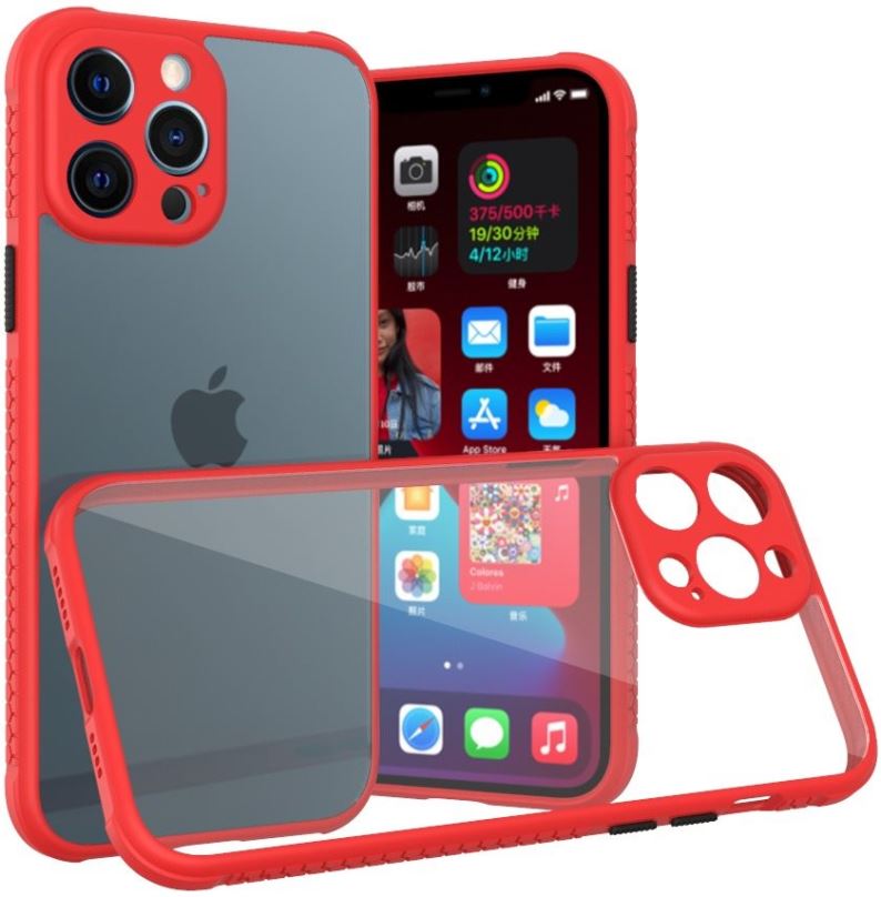 Kryt na mobil Hishell two colour clear case for iphone 13 pro max red