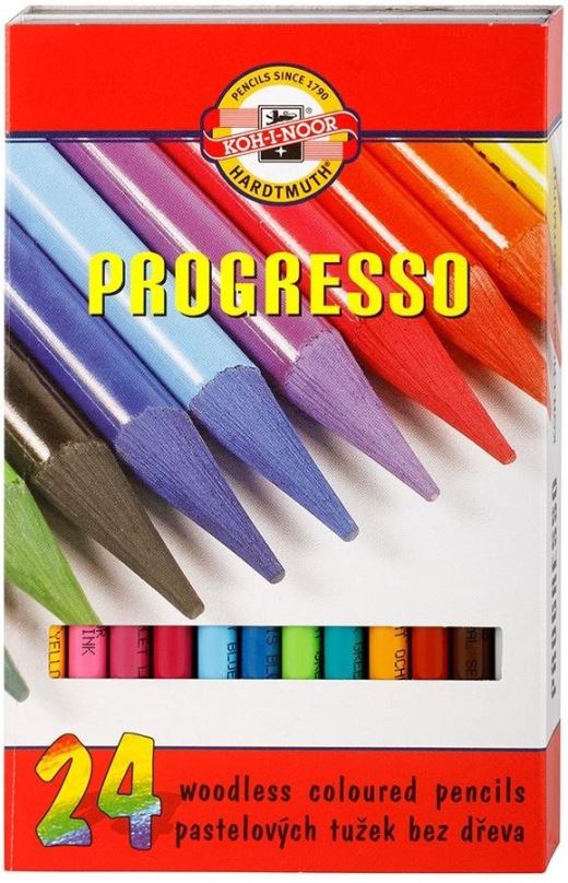 Barevné pastelky "Progresso 8758/24", 24ks, bez dřeva, KOH-I-NOOR