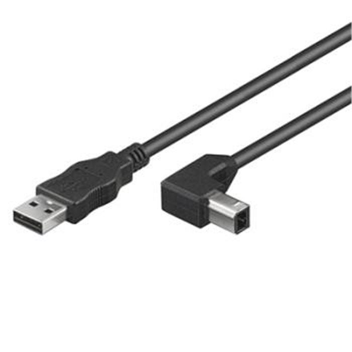 PremiumCord Kabel USB 2.0, A-B, 0,5m (lomený konektor) 90°