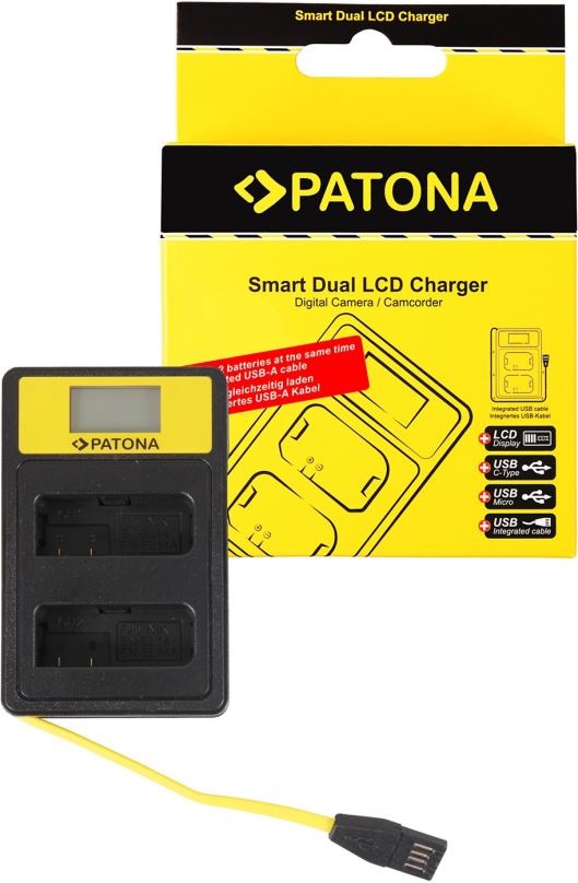 Nabíječka baterií fotoaparátů a videokamer PATONA pro Dual Nikon EN-EL14 s LCD,USB