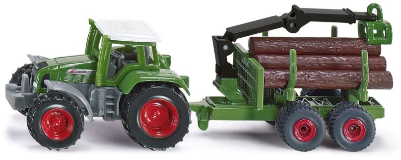 Kovový model Siku Blister – Traktor s přívěsem na kulatinu