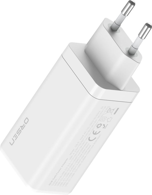 Nabíječka do sítě Eloop Orsen C12 GaN 65W Charger Dual USB-C + USB-A White