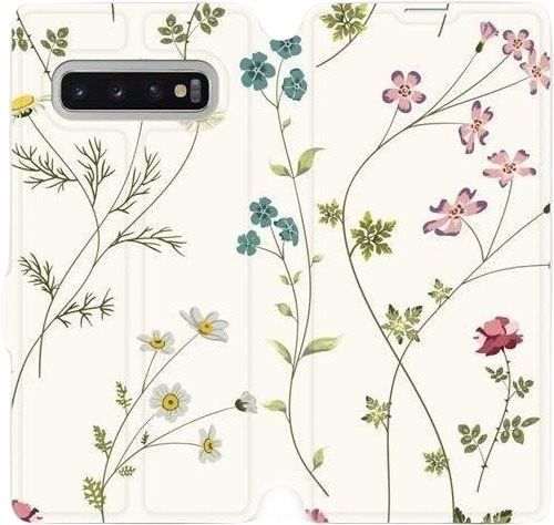 Kryt na mobil Flipové pouzdro na mobil Samsung Galaxy S10 Plus - MD03S Tenké rostlinky s květy