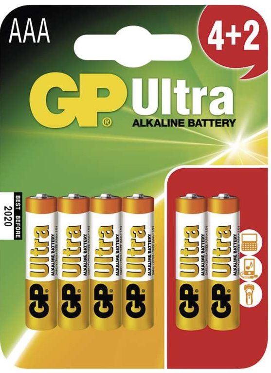 Jednorázová baterie GP Ultra Alkaline LR03 (AAA) 4+2ks v blistru