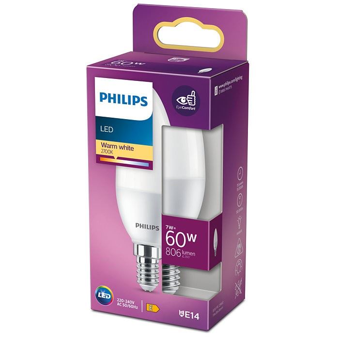 Philips 8719514309623 LED žárovka 7W/60W | E14 | 806lm | 2700K | B38