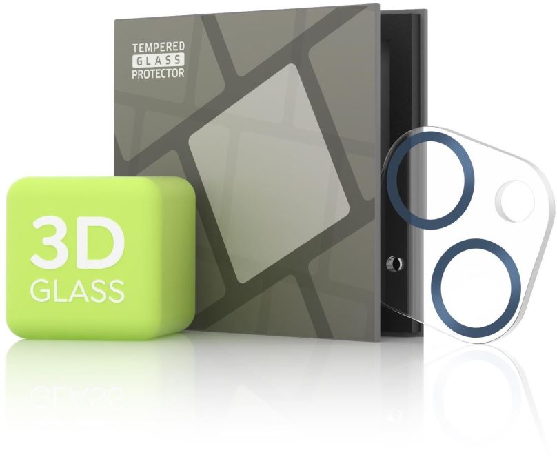 Ochranné sklo na objektiv Tempered Glass Protector pro kameru iPhone 13 mini / 13 - 3D Glass, modrá (Case friendly)