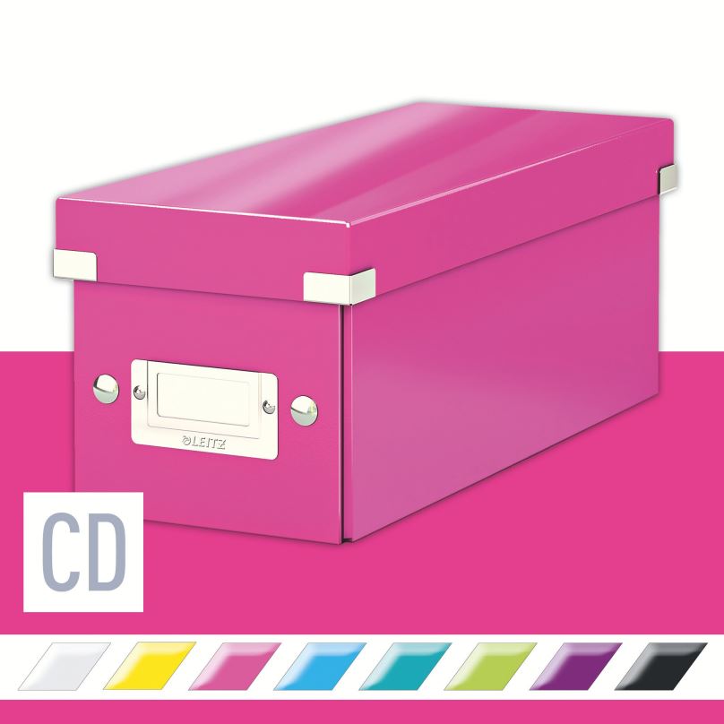 Archivační krabice LEITZ WOW Click & Store CD 14.3 x 13.6 x 35.2 cm, růžová