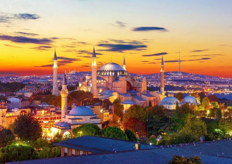 Puzzle Enjoy Hagia Sofia při západu slunce, Istanbul 1000 dílků